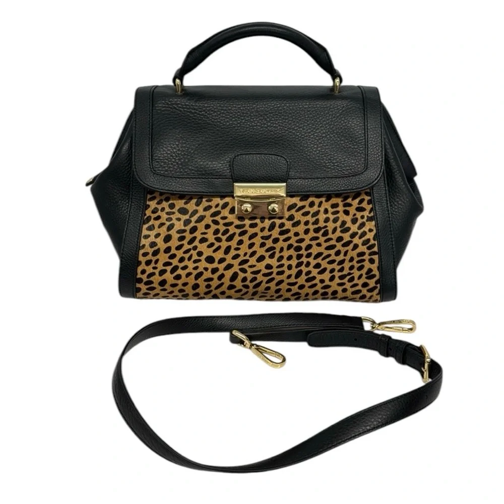 Vera Bradley Stella Mini Satchel Women's Leather Cheetah Black Shoulder Bag -New
